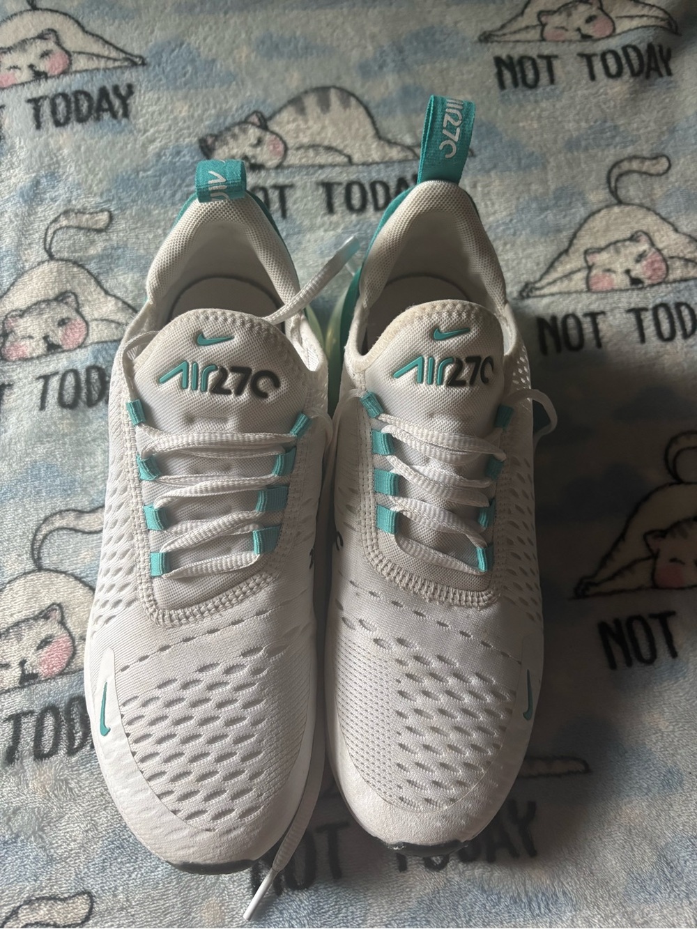 Nike Kids White Teal Air270 Lightweight Sneakers